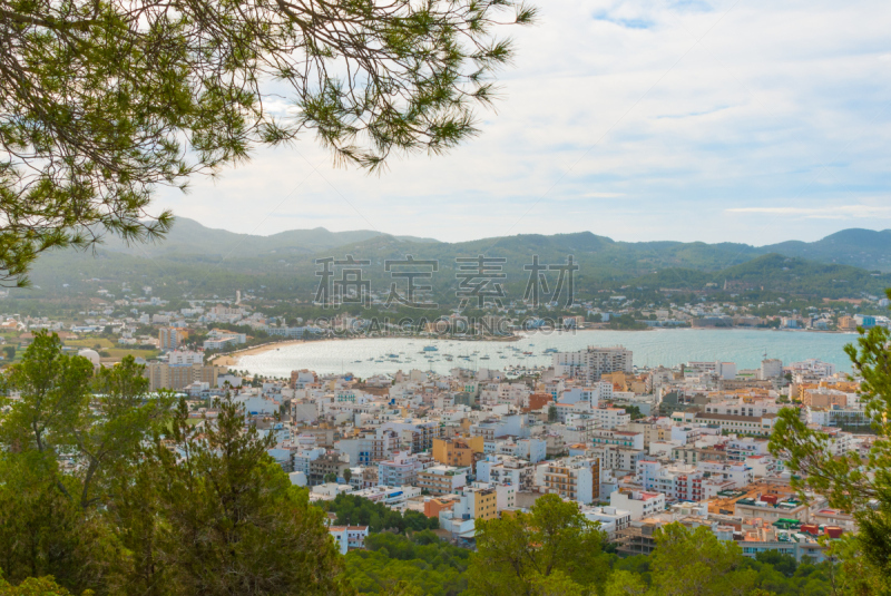 伊比沙岛,山,居住区,证券交易所,特拉华,看风景,桑坦托尼德波尔特马尼,伊比沙岛镇,水,天空