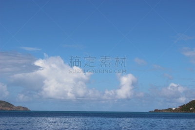 水,云,蓝色,深的,天空,水平画幅,美属维尔京群岛,户外,岛,圣汤姆斯