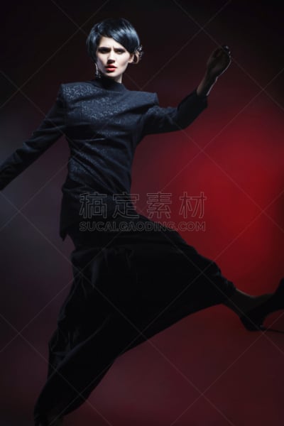 镂空花边,女人,连衣裙,专业人员,黑色,彩妆,热情,肖像,腿,从容态度