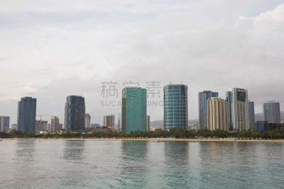 市区,海滩,建筑体,美,魔幻岛,水平画幅,无人,户外,热带气候,风景