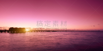 布塞尔顿,西澳大利亚,栈桥码头,玛格丽特河,紫色,天空,留白,水平画幅,夜晚,曙暮光