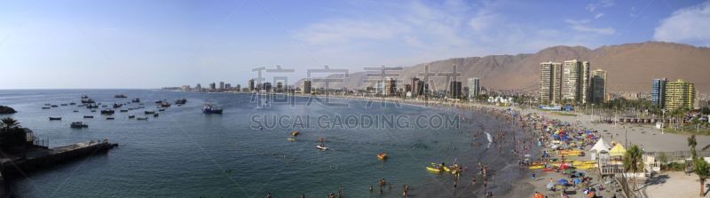 伊基克,智利,都市风景,女人,水平画幅,蓝色,全景,城市天际线,人,户外