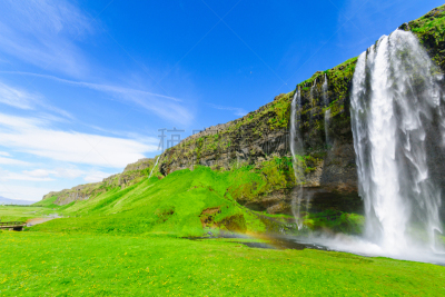 冰岛国,seljalandsfoss waterfall,南,水,天空,美,水平画幅,瀑布,无人,夏天
