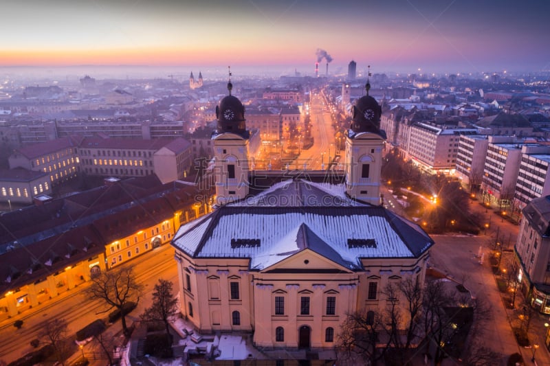 匈牙利,城市,debrecen,非凡的,纪念碑,天空,外立面,水平画幅,无人