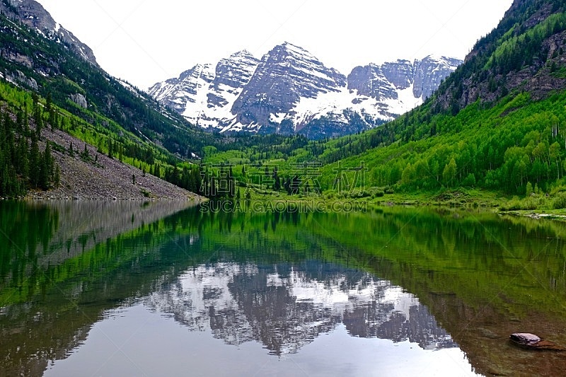 雪,湖,绿色,山脉,斯诺玛斯,玛尔露恩贝尔峰,科罗拉多州,美国西部,山,水