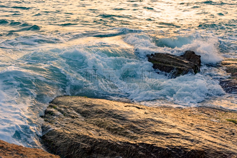 水,石头,在上面,阿波阿杜尔海滩,伊帕尼马海滩,岩石海岸线,里约热内卢,水平画幅,夜晚,无人