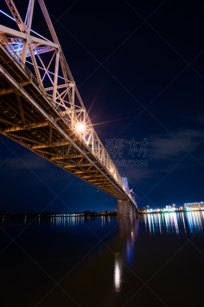 夜晚,暗色,长的,印地安娜,钢铁,路易斯维尔,俄亥俄河,河流,户外,天空