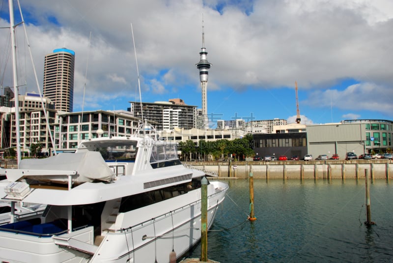 新西兰,waitemata harbour,游艇,天空,水平画幅,郊区,无人,海港,蓝色,货运