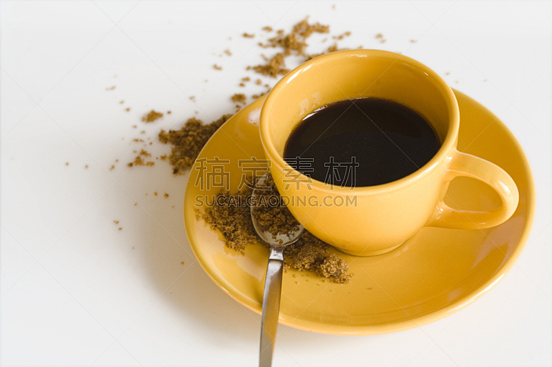 咖啡,红糖,饮食,褐色,早餐,咖啡馆,水平画幅,无人,茶匙,早晨