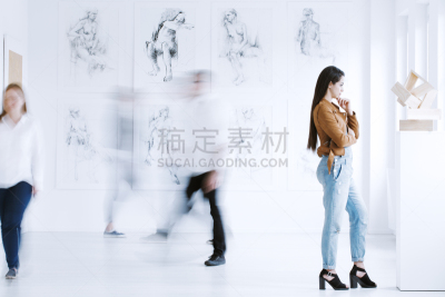 雕塑,青年女人,绘画插图,艺术家,轻蔑的,旅行者,明亮,现代,青年人,白色