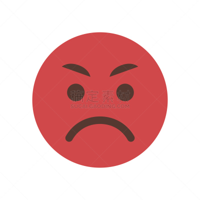 不高兴的,图标,人,情感,卡通面孔,网络表情,红色,生闷气的,球