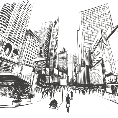 City hand drawn. Vector illustration