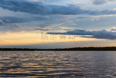 皮沃基,夏天,湖,水,暴风雨,水平画幅,云,无人,户外,海滩