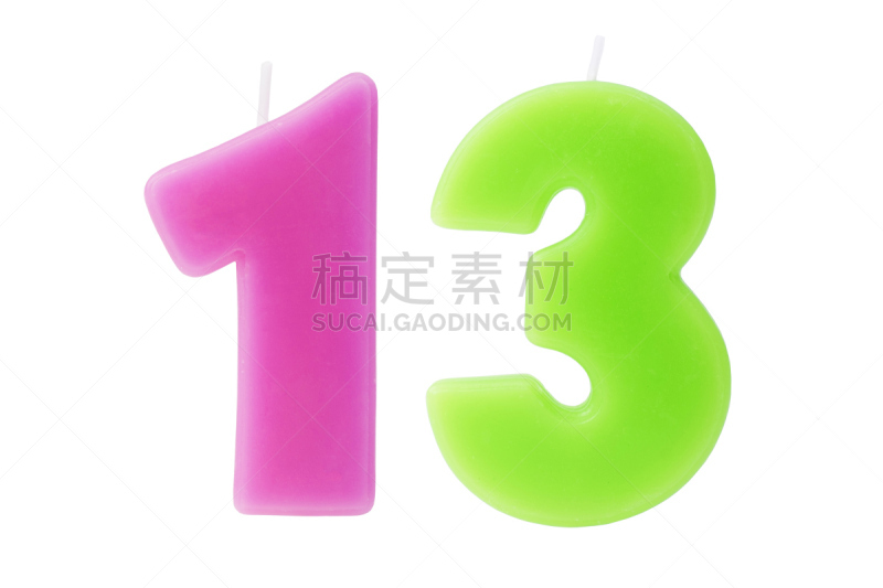 分离着色,生日蜡烛,数字13,大约13世纪,14岁到15岁,青少年,水平画幅,绿色,古老的,生日