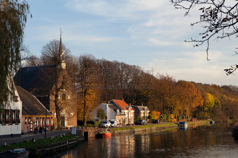 river vecht,乌特勒支,秋天,荷兰,自然,水,水平画幅,无人,乡村