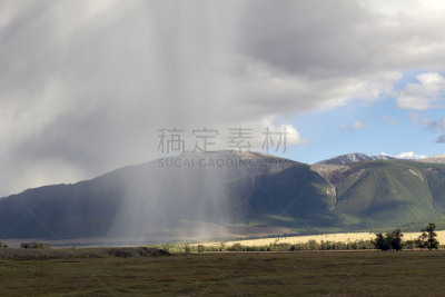 雷雨,风景,铁砧,雨,阳光光束,山,广角,农业,气候,云景