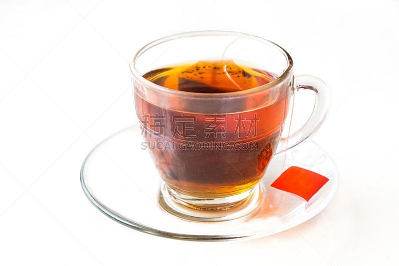 茶包,杯,茶,热,透明,茶碟,褐色,水平画幅,无人,饮料