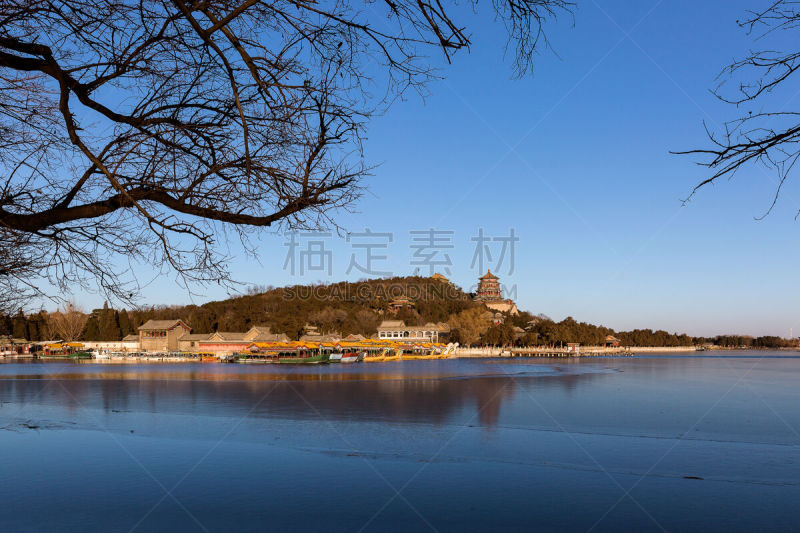 颐和园,冬天,自然,风景,昆明湖,万寿山,秃树,水,留白,公园