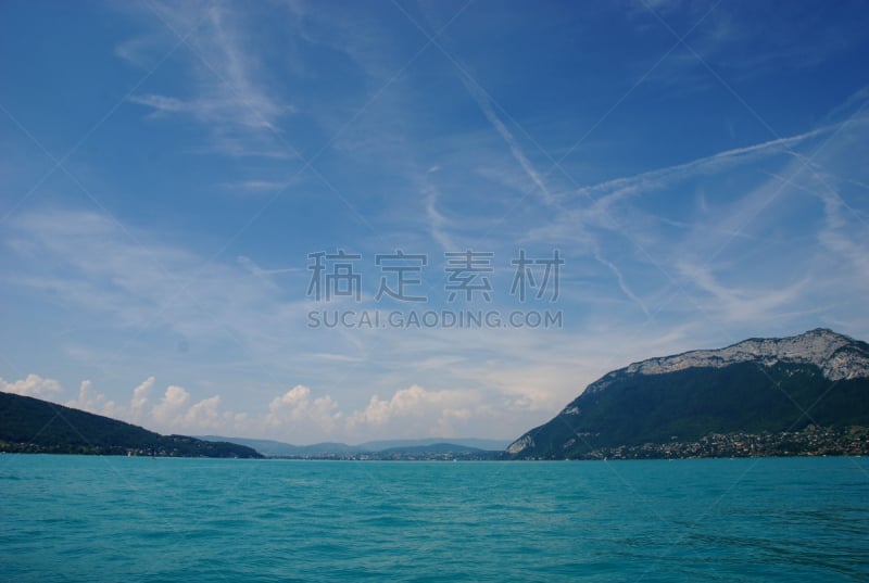 安纳西湖,安锡湖,安锡,上萨瓦,水平画幅,山,无人,户外,湖,奥弗涅罗娜阿尔卑斯