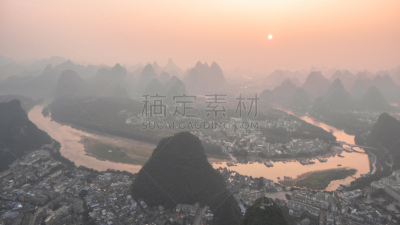 地形,山,污水坑,兴平,漓江,阳朔,热霾,喀斯特,桂林,直升机