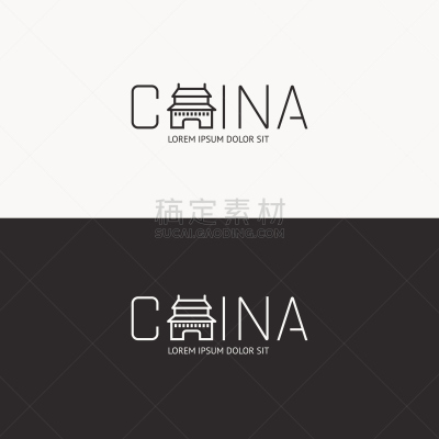 中国,概念,矢量,字母,平坦的,计算机图标,标志,商业广告标志,传媒,旅途