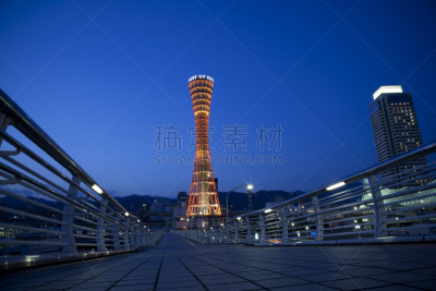 神户,海港,兵库县,了望塔,天空,水平画幅,无人,当地著名景点,格子,东亚