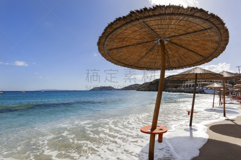 希腊,海滩,水,天空,克里特岛,水平画幅,沙子,无人,户外,风景
