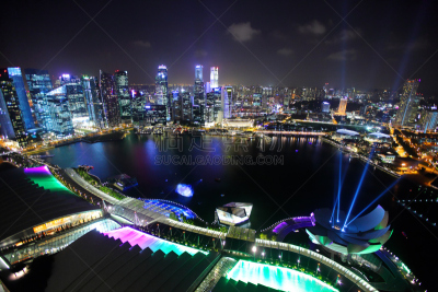 新加坡,都市风景,水,水平画幅,建筑,夜晚,无人,城市天际线,黄昏,户外