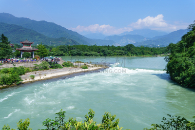 都江堰 ,灌溉设备,四川省,远古的,中国,都江堰市,防洪堤,水坝,成都,人造的