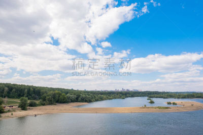 新西伯利亚,夏天,河流,城市,西伯利亚,水平画幅,无人,户外,俄罗斯,海滩