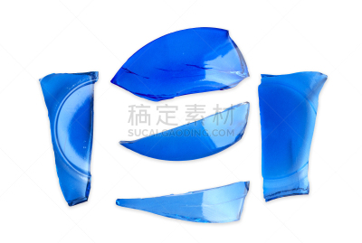 分离着色,蓝色玻璃,白色背景,尖利,拆毁的,碾碎了的,镜头眩光,白色,彩色图片,镶嵌图案