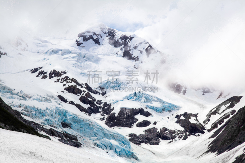 阿拉斯加,冰河,拜伦,颇提瑞谷,钟克山脉,穿雪鞋走路运动,水平画幅,雪,无人,户外