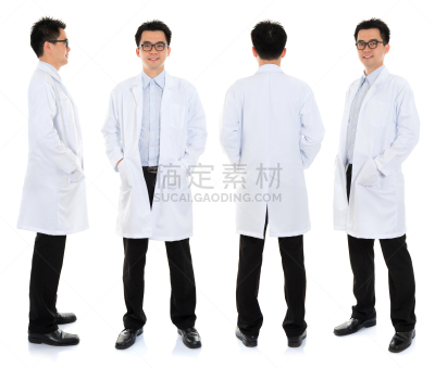 男性,制服,美容师,科学家,药剂师,在之后,全身像,侧面像,背面视角,日本人