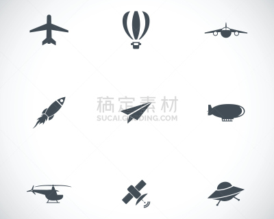 飞机,计算机图标,矢量,黑色,纸飞机,轻航空机,热气球,直升机,商务