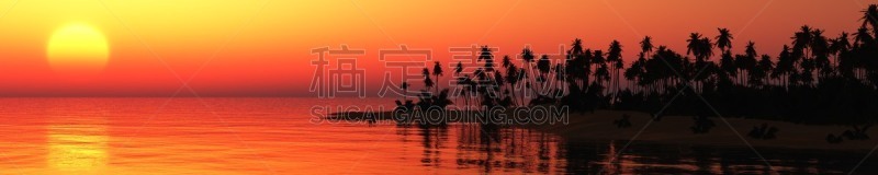 海洋,自然,水平画幅,无人,全景,夏天,黄昏,户外,岛,红色