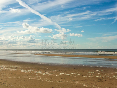 海滩,法国,水,天空,美,风,度假胜地,水平画幅,云