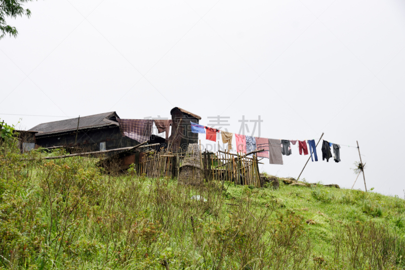 山,印度,住房,正面视角,水,水平画幅,印度人,泥土,湿,户外