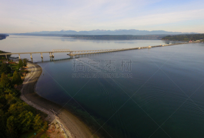 桥,海岸线,胡德海峡,普吉特海湾,奥林匹克山脉,水,天空,水平画幅,沙子,梁