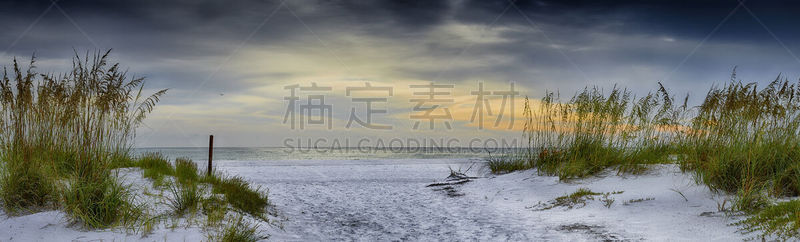 安娜玛利亚岛,全景,美国,海牛县,霍姆斯海滩,云,黄昏,佛罗里达,海浪,海岸线