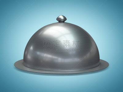 餐馆,蓝色背景,钟形女帽,分离着色,一个物体,背景分离,华贵,饮食产业,餐具,钢铁