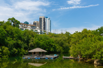凉棚,芭堤雅,泰国,池塘,现代,建筑外部,水,公园,休闲活动,水平画幅