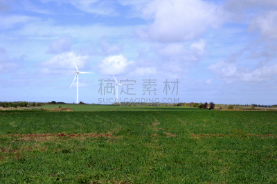 风轮机,草,天空,风,夏洛特敦,风力,能源,涡轮,夏天,灯塔楼