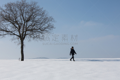 冬天,地形,天空,台阶,水平画幅,雪,户外,乡村风格,干净,反差