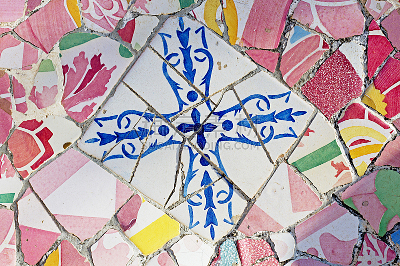 安东尼奥·高迪,镶嵌图案,桂尔公园,加泰隆尼亚,水平画幅,无人,抽象,古典式,创造力,机会