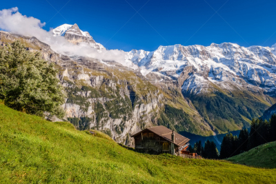 瑞士,非凡的,城镇,看风景,米伦莫伦,本尼斯阿尔卑斯山,山,九月,伯尔尼省,山脊