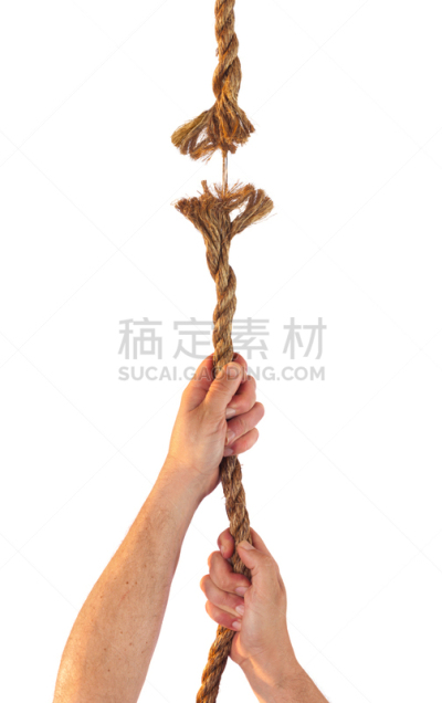 绳子,白色背景,拿着,背景分离,虚弱,垂直画幅,结束,握紧,摄影