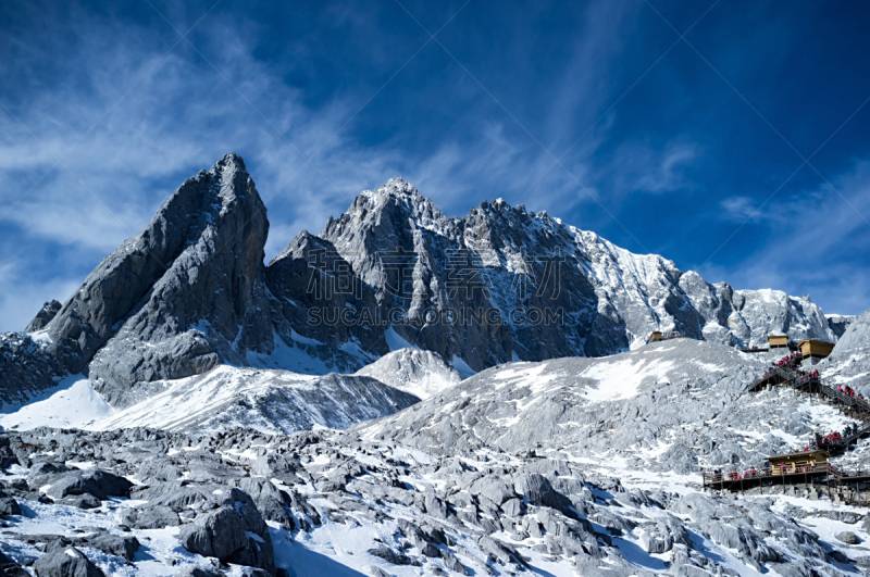 玉龙雪山,旅游目的地,水平画幅,地形,丽江,山,无人,户外,云南省,摄影