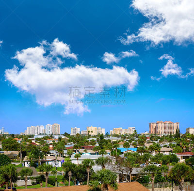 代顿海滩,佛罗里达,海港,橙色,航拍视角,天空,水平画幅,高视角,无人,大西洋