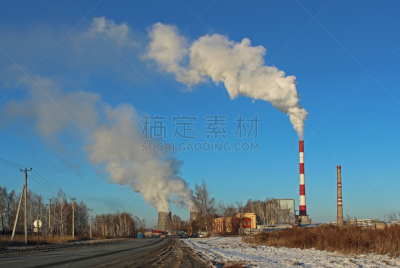 温泉,城市,发电站,新西伯利亚,热电站,漏斗,传送带,天空,风,能源