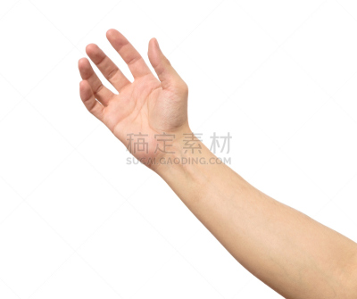 手,男人,白色背景,拿着,分离着色,食指,拇指,指甲,面无表情,留白